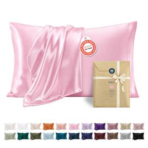 lot 8219 image: Bedsure Satin Pillowcases Queen Set of 2, Similar to Silk Pillow Cases Pink