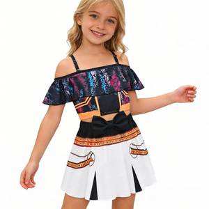 lot 8243 image: W.Sealet Girls Swimsuits Two Piece Kpop Tankini Sets Bathing Suit Costume Swimwear-Black 110