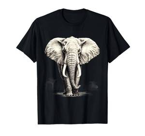 lot 8245 image: Elephant Drawing Artwork Safari Animal Print Wildlife Motif T-Shirt 3XL