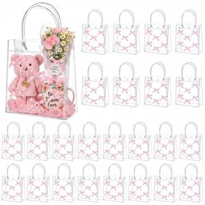 lot 8252 image: Tioncy 24 Pcs Clear Gift Bags with Handles, Citrus, Bow