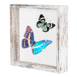 lot 8267 image: Califortree 8x8 Shadow Box Frame with Soft Linen Back - Metal Push Pins Included, Memory Box Display Case for Memorabilia Flower Awards Medals Wedding Photos, Rustic White