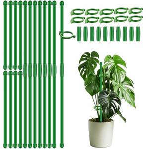 lot 8279 image: 20Pcs Plant Support Stakes 17 inch SupKing Garden Orchid Sticks Extended to 3ft 4ft 5ft Plant Poles with Clips for Indoor Outdoor Potted Tomato Rose Amaryllis Vegetables Comes with 20 Ties��Green��