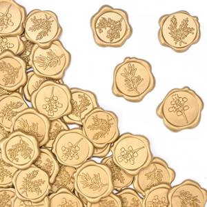 lot 8287 image: QUALTIPOPER Wax Seal Stickers, 80Pcs, 4 Leaf Styles, Light Gold