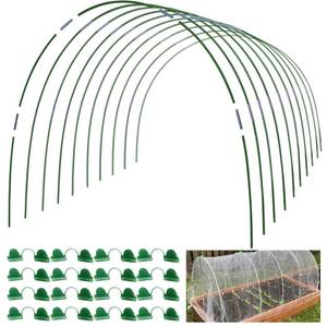 lot 8289 image: MAXPACE Greenhouse Hoops Kit, DIY 8ft Grow Tunnel, Fits Raised Garden Beds 2.8ft Wide & Up, 50 Pcs Rust-Proof Fiberglass Frame Support Rods for Row Cover, Shade Cloth, Frost Netting & Plant Stakes