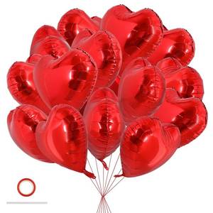lot 8293 image: TONIFUL 30 Pcs Red Heart Balloons 18 Inch Heart Shape Foil Mylar Balloons
