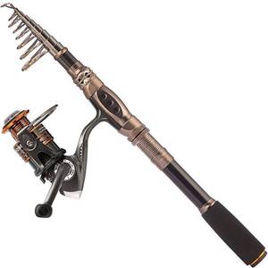 lot 8294 image: PLUSINNO Spin Spinning Rod and Reel Combos Carbon Telescopic Fishing Rod with Reel Combo Sea Saltwater Freshwater Kit Fishing Rod Kit(2.7M 8.86Ft Fishing Rod  Reel)