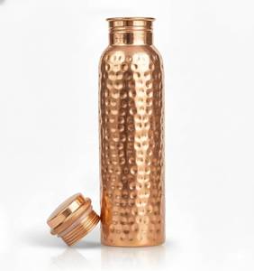 lot 8302 image: NZM Handcrafted Ayurvedic 100% Pure Copper Water Bottle for Drinking - 34oz - Leak-Proof - Hammered Ayurvedic Copper Water Bottle - Reusable & BPA-Free