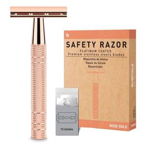 lot 8315 image: Shiny Rose Gold Safety Razor for Women & Men, Reusable Single Blade Razor