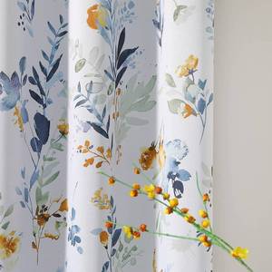 lot 8326 image: MYSKY HOME Floral Blackout Curtains 84 inches Long 2 Panels Yellow and Blue