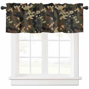 lot 8333 image: 54x18 inch Curtain Valance Camo Polyester Valances for Home Decor with Rod Pocket, Window Drape for Girls Bedroom Kitchen Dorm Bathroom Decoration Forests Military Army Camouflage Pattern