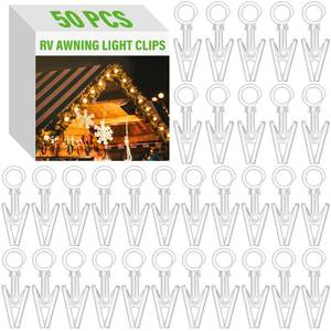 lot 8336 image: Beeveer 50 Pack Awning Lights Rv Curtain Clips 360° Curtain Hooks, Clear