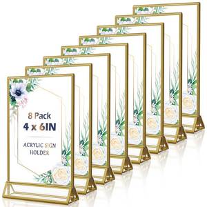 lot 8338 image: rogeramz 4x6 Acrylic Gold Picture Frames 8 Pack, Table Number Holders
