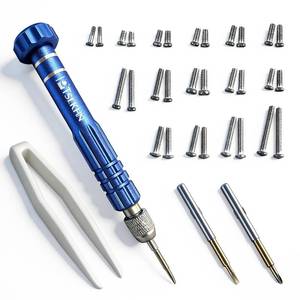 lot 8339 image: PTSLKHN Eye Glass Repairing Kit, S2 Steel Screwdriver with 15 Types of Screws, Precision Eyeglass Repair Tool Set (Blue 2in1-screws)