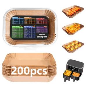 lot 13698 image: 200PCS Air Fryer Liners for Ninja Higher Non-Stick Disposable Parchment Paper Liner for Ninja DZ201DZ401 Dual Airfryer Baking - Food Grade Ninja Air fryer Accessories (Rectangle - 8.6 x 5.5 inch)