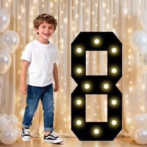 lot 13711 image: Pooqla 8th Birthday Decorations for Boys, 2.4FT Light Up Numbers