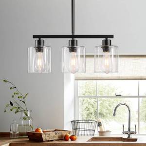 lot 13713 image: ROCUNSI Black 3-Light Kitchen Island Lighting, Dining Room Light Fixtures