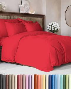 lot 13718 image: Duvet Cover Full Size - Extra Soft 3 Piece with Zipper Closure - Red
