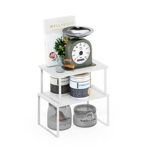 lot 13721 image: Furinno RAVEL Kitchen Countertop Organizer Set of 2, Nesting Counter Shelves, Kitchen Storage, Expandable, Stackable, Spice Rack, for Kitchen, Pantry, Coffee Bar, White