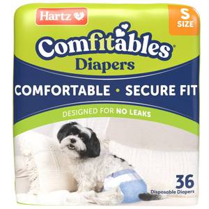 lot 13732 image: Hartz Disposable Dog Diapers, Size S 36 count, Comfortable & Secure Fit, Easy to Put On