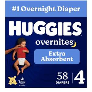 lot 13744 image: Huggies Overnites Diapers Size 4, 58 Count