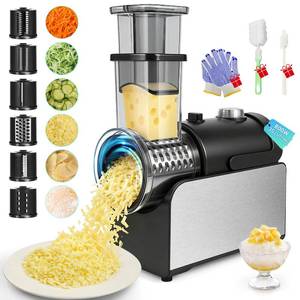 6-IN-1 Electric Cheese Grater Stainless Steel 800W [3S Efficient Cutting]