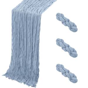 lot 14345 image: Yorcari 3 Pack Dusty Blue Cheesecloth Table Runner, 17 x 108 Inch, Gauze Cheese Cloth Table Runner Rustic Sheer Runner for Wedding Birthday Party Baby Shower Table Decor(Dusty Blue)