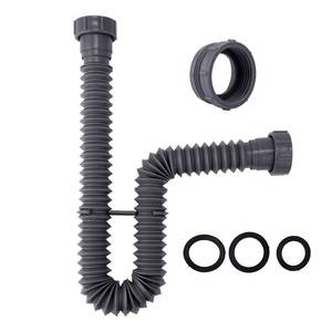 lot 14349 image: Sink Drain Kit, 1-12 Inch Expandable Flexible P-Trap 7.5 Inch - 17.7 Inch