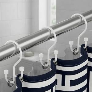 lot 14351 image: Bathway 12-Pack Double Shower Curtain Hooks, Rust-Resistant Metal Shower Curtain Rings with High-Low Design to Separate Liner & Curtain, Smooth Glide, White