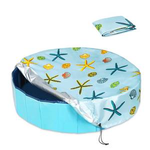 lot 14360 image: Ladadee Foldable Round Dog Swimming Pool Cover, for 32 6348 Collapsible Outdoor Tub, PVC Coating Waterproof and UV Protection, Leakproof Washable Kiddie Pet Small Paddling Bath Accessories