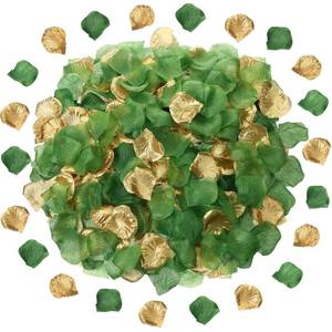 lot 14362 image: Cindeer 1800 Pcs Green Artificial Rose Petals Silk Gold for Weddings