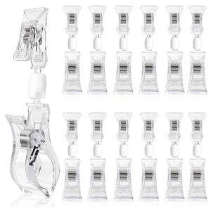 lot 14372 image: Mlici 20 Pcs Clear Double Sided Sign Clips, Rotating Sign Holders for Store