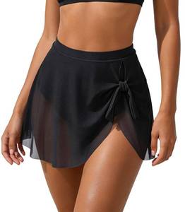 lot 14384 image: SherryDC Womens High Waisted Swim Skirt Bottom Tie Knot Mesh Bathing Suit Bottoms Beachwear Sz S