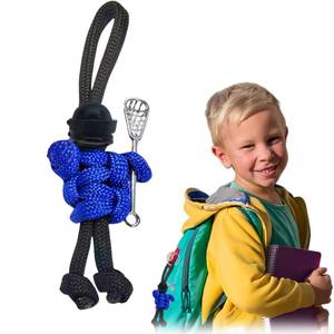 lot 14385 image: Lacrosse Player Keychain, Ornament & Charm - 550 Paracord, Metal Head, Copper Accents - 3.54 Lacrosse Stick Sports Gear Accessory, Gift for Players, Backpack Zipper Pull, Stocking Stuffer, Blue