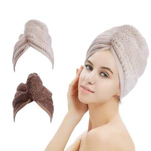 lot 14393 image: M-bestl 2 Pack Hair Drying Towels,Hair Wrap Towels,Absorbent Microfiber Hair Towel Turban with Button Design to Dry Hair More Quicker��Coffee&Khaki��