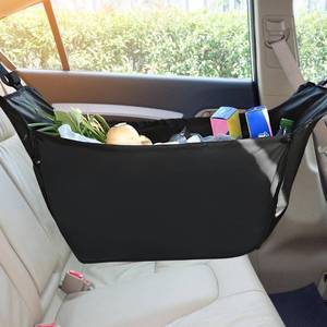 lot 14394 image: QEUOBUE Car Seat Organizer, Collapsible Large Capacity Hanging Car Passenger Seat Storage Bag with Drawstrings, Hammock Reusable Multifunctional Auto Backseat Travel Tote for Road Trip (Black)