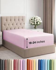 lot 14404 image: CGK Linens Deep Twin XL Fitted Sheet - Dorm Room Essentials - Light Pink