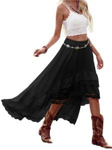 lot 14431 image: Verdusa Womens Western Cowgirl Boho Lace Skirt Country Concert Outfits Sz S