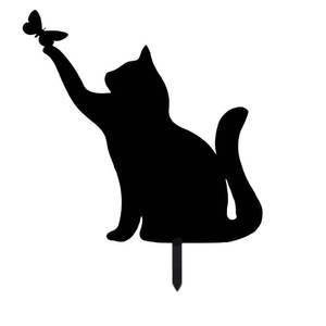 lot 14435 image: Metal Cat Stake Garden Decor, Yard Decoration Art for Lawn, Gifts for Cat Lovers, Black Outdoor Home Decoration, Metal Kitty Statue (SOCAT)