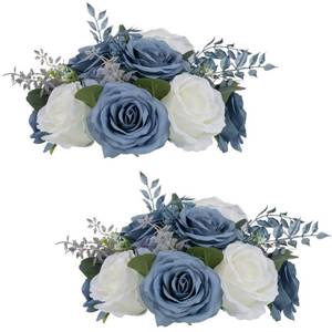 lot 19007 image: NUPTIO Flower Balls for Centerpieces, Dusty Blue & White Artificial Rose