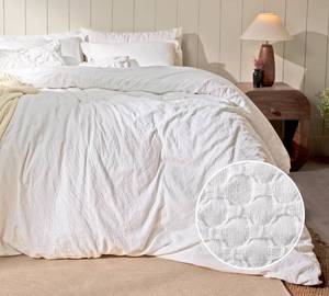 lot 19010 image: RUVANTI 100% Cotton Waffle Duvet Cover Full Size Set, Coconut White Circle