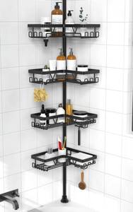 lot 19014 image: KEGII Corner Shower Caddy Tension Pole, Large Capacity Bathroom Organizer