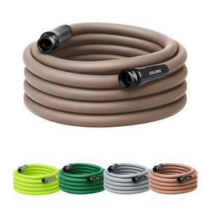 lot 19956 image: Flexzilla Colors Garden Hose 58 in. x 50 ft., Lightweight All-Weather Water Hose, Durable and Flexible, Leak-Free Connections, Brown Mulch