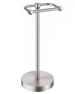 lot 19967 image: Brushed Nickel Toilet Paper Holder Stand, 4.82 lb Weighted Base, Heavy Duty
