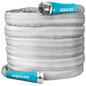 lot 19986 image: Aqua Joe 50ft Ultra Flexible Non-Expanding Kink-Free FiberJacket Garden Hose  58  Diameter