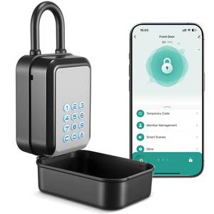 lot 20128 image: Thlevel Smart Key Lock Box Electronic Bluetooth Lock Box with Tuya APP Control & PIN Code Types,Share eKey Lock Box for Airbnb Realtor House Office with Removable Shackle(sliver)