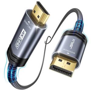 lot 20138 image: JSAUX DisplayPort to HDMI Cable 10FT 4K30Hz, DP Source to HDMI Display,UHD