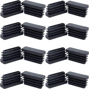 lot 20146 image: 12 x 1 12 Rectangle Tubing End Caps, 13mm x 38mm Tubing Post End Cap Black Plastic Plugs, Chair Glide Floor Protector (16 Pack)