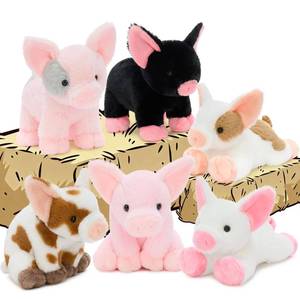 lot 20157 image: Tezituor 6 Pack Pig Stuffed Animals, 10 Inch Assorted Pig Plush Toys Set