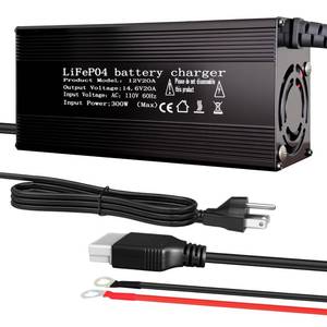 lot 20163 image: 12V 20A Lithium Battery Charger 14.6V LiFePO4 Battery Charger, AC-DC Smart Charger with Anderson Connector LED Indicator, Built-in Safety Protections, Support 0V Charging Function
