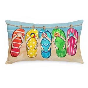 lot 20185 image: AACORS Summer Pillow Cover 12x20 Inch Flip Flops Decor Tropical Beach Satrfish Farmhouse Seasonal Pillow Case Decorations for Home Sofa Couch AA507-12
